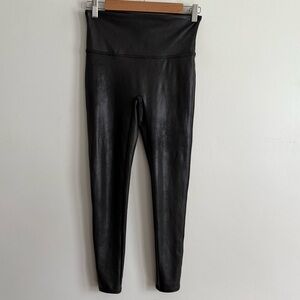 Spanx Faux Leather Leggings Faux Leather Black Size Large High Waist Shaping Fit